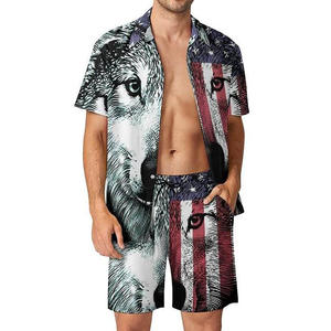 Service OEM ODM à faible MOQ, tissu polaire respirant, ensembles de t-shirts et shorts personnalisés, style décontracté d'été pour hommes, impression tendance - Product Image 2