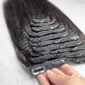 100% pince droite crépue à double donneur unique dans des extensions de cheveux yaki brutes non transformées non chimiques - Product Image 1