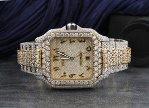 Montre de luxe sertie de moissanite, cadran carré, deux tons, style hip-hop, diamant, automatique, montre-bracelet - Product Image 6