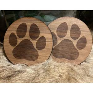 Posavasos de madera clásicos de diseño simple con estampado de pata Manteles y almohadillas personalizados - Product Image 2