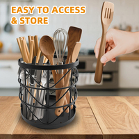 Porte-ustensiles de cuisine multifonctionnel écologique portable en métal rotatif à 360 degrés pour couteaux, fourchettes, baguettes