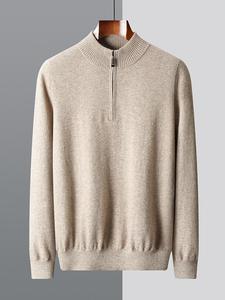Nouveauté Pull en maille décontracté doux en polaire à col montant mi-zippé pour homme avec impression numérique brodée pour l'hiver - Product Image 2