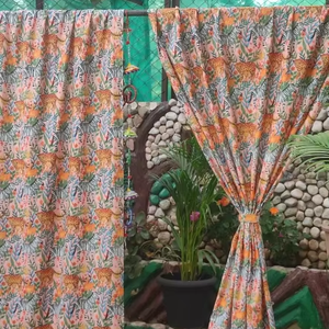 Élégant Tigre Imprimé Indien Coton Rideaux & Cantonnières Doux Respirant Fenêtre Pansements pour Chambres Belle Animal Imprimé Drapé - Product Image 1