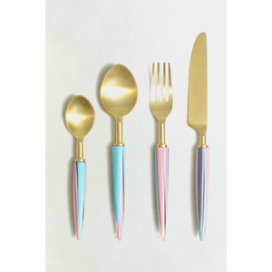 Juego de vajilla con logotipo personalizado, cubiertos sostenibles con mango rosa, incluye cuchara, tenedor, cuchillo para fiestas - Product Image 6