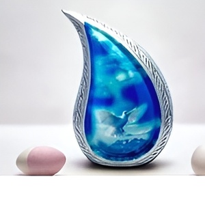 White Peace Esmalte Mejor Calidad Adulto Lágrima Urnas Para Cremación Uso Precios Bajos Metal Fancy Teardrop Funeral Made India 2024 - Product Image 6
