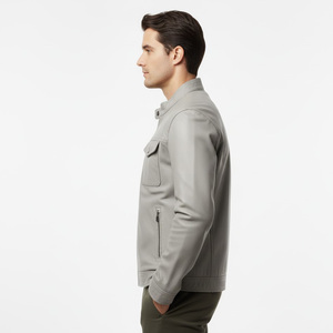 Veste de motard en cuir de mouton faite à la main pour hommes usine OEM fournisseur de gros vêtements d'extérieur chauds et durables élégants vêtements de moto à l'avant - Product Image 3