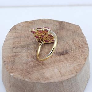 925 Plata chapada en oro Marquesa corte glassfilled rubí declaración anillo Vertical cascada diseño hecho a mano elegancia para mujeres - Product Image 4