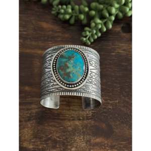 Stanford Yazzie Kingman Turquoise & Sterling Silver Fashion Cuff Bracelet - Product Image 1
