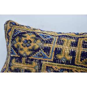 Gold Bohemian Kantha Patchwork Wool <b>Pillow</b> 12x36 Inch Embroidered Floral Vintage Woven for Bedding Floor Portable for Christmas - Product Image 2