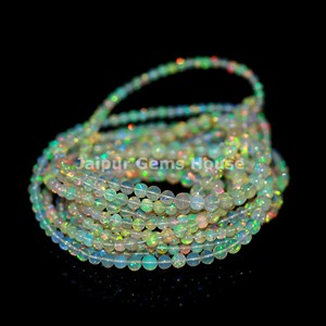 Hot Selling Natural Ethiopian Opal Smooth Round Multi Fire White Opal Beads for Jewelry Making for Necklaces and <b>Bracelets</b> - Product Image 3