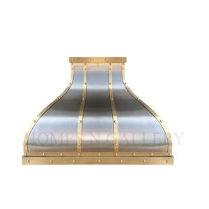 Cubierta de Campana Extractora de Cocina Montada en la Pared, Hecha a Mano, de Acero Inoxidable y Latón de Alta Calidad, con Remaches y Acabado Personalizado - Product Image 6