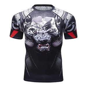 High Quality Custom <b>Compression</b> <b>Shirt</b> <b>Men's</b> Short Breathable Rash Guards Factory-Made High Sublimated Printing Rash Guards - Product Image 1