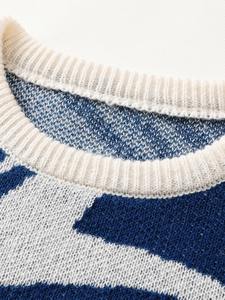 Pull-over en maille pour homme, tendance automne-hiver, uni, polyester/coton, doublure en laine, col contrasté, décontracté - Product Image 3