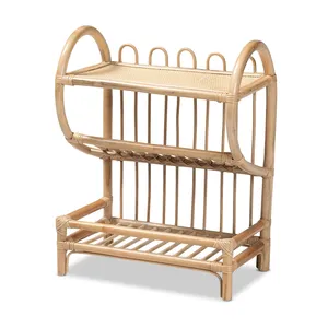 Organizador de ropa plegable de 3 niveles ecológico de bambú marrón Natural bohemio 60x40x30cm OEM HNH artesanía hecha a mano Vietnam nuevo - Product Image 6