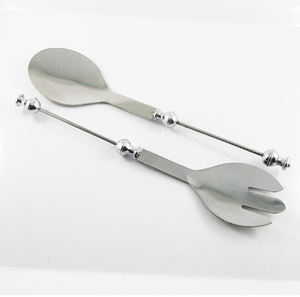 Ensemble de cuillères de service à salade en acier inoxydable pour artisanat en gros pour ustensiles de cuisine avec poignée en pierre - Product Image 1