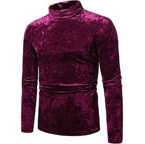 T-shirts en velours pour hommes avec logo personnalisé respirant tarif de gros mince et confortable de qualité supérieure pull-over t-shirt tenue décontractée - Product Image 1