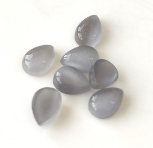 Venta al por mayor de cabujones de piedra lunar gris de vidrio sintético en forma de pera, de 3x4mm-30x40mm, con parte trasera plana, gemas sueltas con efecto de juego de color/abrillantamiento para la fabricación de joyas - Product Image 3