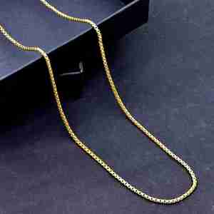 Collier chaîne de style boîte plaqué or micro 14K 18K 24K, design moderne, chaîne en laiton doré pour femme, vente en gros - Product Image 2