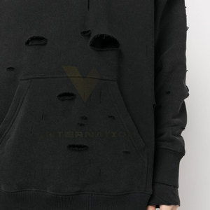Sudaderas con capucha desgastadas para hombre estilo Streetwear tamaño personalizado MOQ bajo sudadera térmica de tela de algodón de gran tamaño - Product Image 5