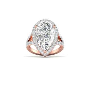 Anillo de compromiso solitario con diamante talla pera de 5.02 ct, color F, claridad VS, diamante cultivado en laboratorio en oro de 14 quilates, para ocasiones especiales y fiestas. - Product Image 1
