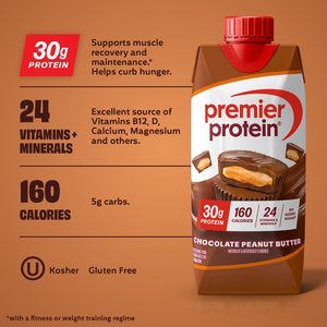 Premier <b>Protein</b> Shake, Chocolate Peanut Butter, 30g <b>Protein</b>, 24 Vitamins & Minerals to Support Immune Health, 11 fl oz, 12 Pack - Product Image 2