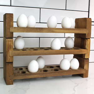 Raro antiguo victoriano dos niveles estante de madera para huevos Treen estante para huevos para 24 o 2 docenas de huevos con columnas torneadas granja - Product Image 1