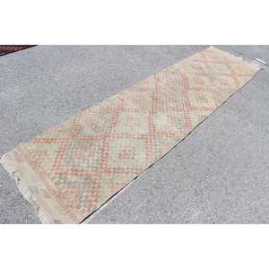 Tapis vintage 2,6 x 10,3 pieds, tapis turc, tapis oriental en laine rouge - Product Image 2