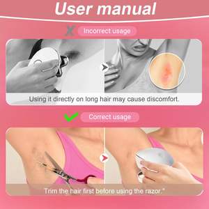 Rasoir électrique rechargeable pour femme, épilateur bikini indolore, tondeuse sans fil à double lame rose - Lavable - Product Image 4