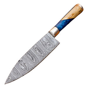 Venta caliente al por mayor OEM personalizado de alta calidad de 8 pulgadas de acero de Damasco cuchillo de chef con Funda de cuero puro cuchillo de cocina hecho a mano - Product Image 4
