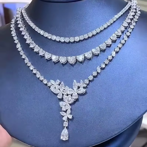 Modern Custom Gold Sterling <b>Silver</b> IGI Certified Fancy Diamond <b>Necklace</b> for Unisex Wedding Party Wear Lab Grown White Diamonds - Product Image 1