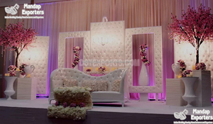 Panneau de fond en cuir capitonné moderne et élégant DST Exports, décoration de scène chic sur le thème indien et de l'amour pour mariages en Suisse - Product Image 5