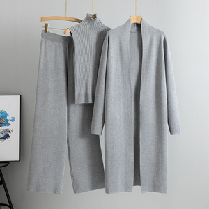 PASUXI Set Tre Pezzi in Maglia per Donna: <span class=keywords><strong>Cardigan</strong></span>, Maglione Lavorato <span class=keywords><strong>a</strong></span> Maglia, Mantella e Pantaloni <span class=keywords><strong>a</strong></span> Gamba Larga - Product Image 4