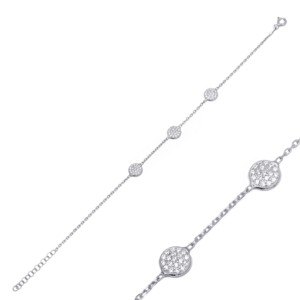 Round Design Shiny Zircon Stone <b>Charm</b> Bracelet Turkish Handmade Wholesale 925 Sterling Silver Jewelry - Product Image 5