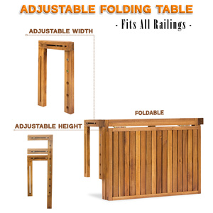 Table suspendue pour balcon conçue pour s'attacher solidement aux balustrades, offrant une surface peu encombrante pour les boissons et les repas. - Product Image 1