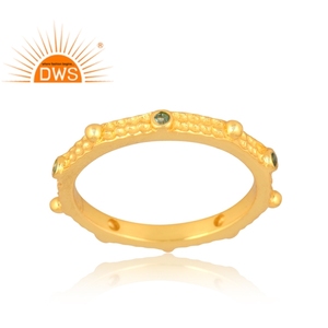 Nueva tendencia, anillo de piedras preciosas de Esmeralda Natural chapado en oro de 18 quilates de latón, joyería fina Demi para mujer, regalo para ella - Product Image 1