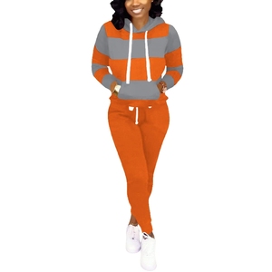 2025, chándales informales de dos piezas para mujer, sudadera con capucha de manga larga y chándales para correr, diseño de bloque de Color, peso pesado para invierno - Product Image 6