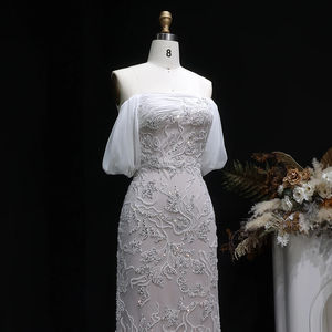 Jancember LS2622 亮片晚礼服 泡泡袖舞会礼服 人鱼裙 Vestido De Noche 修身剪裁正式订婚派对礼服 - Product Image 5