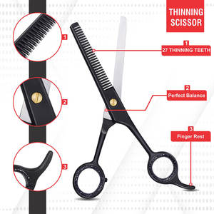 2025 Professional 6.5\" Stainless Steel Black Thinning Scissors for Hair Dressing Sharp Trimming <b>Shears</b> for Men and Women - Product Image 3