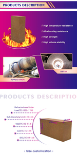 Ladrillo de Magnesita 98% de Alta Pureza, Refractario Básico Denso para Horno Rotatorio de Cemento, Horno de Vidrio, Fundición de Metales No Ferrosos - Product Image 2