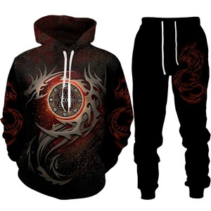 Rétro Dragon tatouage impression 3D hommes femmes survêtement ensembles sweat à capuche décontracté + pantalon 2 pièces ensembles surdimensionné sweat mode hommes vêtements - Product Image 3