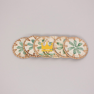 Southeast Asia Handmade Rattan Wrapped Edge <b>Coaster</b> Natural <b>Heat</b> Insulation Pad Light Luxury Seashell <b>Coaster</b> Vietnam - Product Image 2