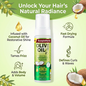 Mousse Espumosa para Peinar el Cabello con Aceite de Oliva y Aceite de Coco, Controla el Frizz, Aporta Volumen y Brillo - Product Image 4