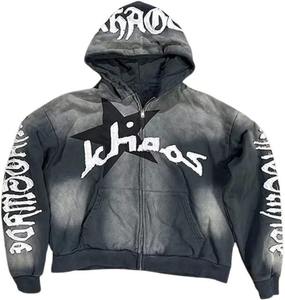 Distressed Embroidery <b>Men</b> Acid Wash Hoodie and <b>Sweat</b> <b>Suit</b> Set Winter Tracksuits for <b>Men</b> with Private Label Option - Product Image 6