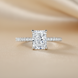 Nhẫn nữ đá moissanite cắt <span class=keywords><strong>emerald</strong></span>, màu D, kích thước 7*9mm, chứng nhận GRA, mạ vàng trắng, bạc 925 - Product Image 3