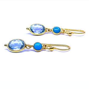Pendientes Asequibles con Piedras Preciosas de Topacio Azul Turquesa Chapado en Oro Plata de Ley 925 para Boda para Mujer - Product Image 5