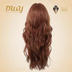 วิกผมยาว 24 นิ้ว ทรงคาวบอย ยี่ห้อ DWY New Technology รุ่น Long Wave สีแอพริคอต วัสดุใยสังเคราะห์แบบ Bionic Silk พร้อมหน้าม้า ไม่ต้องใช้กาว สำหรับผู้หญิง - Product Image 2