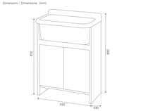 Lavabo rectangulaire moderne en PP de marque italienne célèbre, avec armoire de salle de bain en PVC, double porte et égouttoir résistant à l'eau