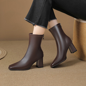 รองเท้าส้นสูงหัวแหลมสำหรับผู้หญิง รองเท้าส้นเข็มหนังนิ่ม สวมใส่สบาย เหมาะสำหรับใส่ทำงานและไปงานปาร์ตี้ - Product Image 1