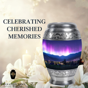 Elegante urna de cremación de aluminio recubierta de Meena grande (220 pulgadas cúbicas) y recuerdo (3 pulgadas cúbicas) urnas de cremación Premium - Product Image 4