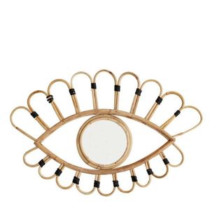 Decoración colgante de pared de espejo de madera y ratán superventas al por mayor hecha a mano en India con patrón de planta OEM disponible - Product Image 6